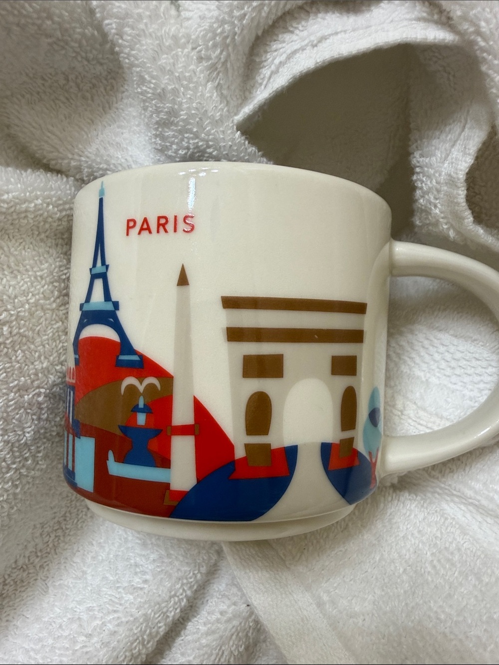 Starbucks Paris Skyline Mug in Cream, Red and Blue